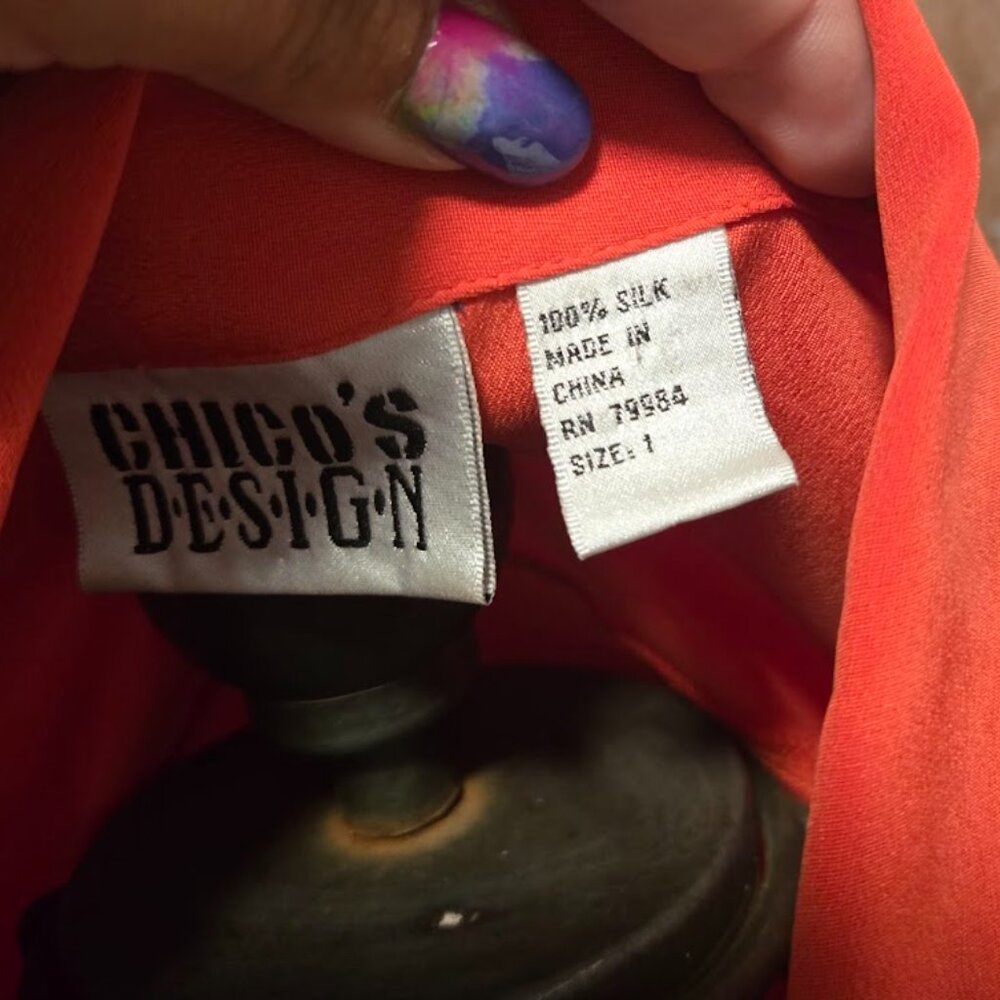 Redish/orange long-sleeve button-up - Picture 6 of 6